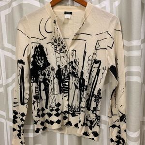 J Crew cafe print cardigan